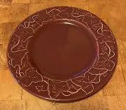 Crate & Barrel Varages 8 1/4" Salad Plates Maroon Color Ivy Vine Made in France