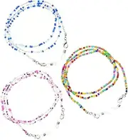 [LIFKOME] 3 Pcs Colorful Women Eyeglass Lanyard Lightweight Glasses String with Beads Non Allergic Eyeglass Chain for Medical Staff Teachers and Everyday Use