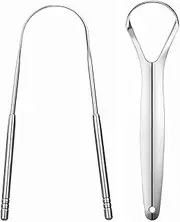 LA MIERE Tongue Scraper with Multicolor Cases (2 Pack), 100% Stainless Steel, Reduce Bad Breath, Easy to Use Tongue Scraper for Adults, Tongue Cleaner for Oral Care & Hygiene