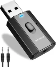 Bluetooth 5.0 Car Adapter, BAVNCO Mini Stereo Transmitter Receiver Black