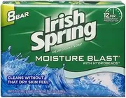 Irish Spring Deodorant Bar Soap Moisture Blast with HydroBeads 3.75Oz Pack of 2