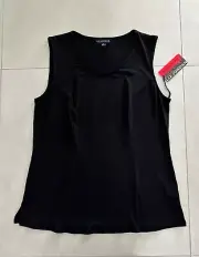 LIZ JORDAN: Size: M.(12-14) Chic Soft Feel Slinky BLACK Body Cami Tank-Singlet
