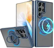 RUNGOS 360°Rotatable Ring for Samsung S22 Ultra Case, S23 Ultra Case Magsafe with Stand [12FT Drop Protection] Shockproof Translucent Magnetic Ring Case for Samsung Galaxy S22 Ultra/S23 Ultra 6.8 Inch