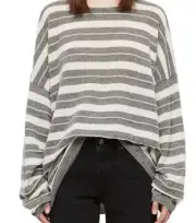 All Saints NWT Size S Cassia Grey Marl Stripe Boat Neck Oversized Sweater $165