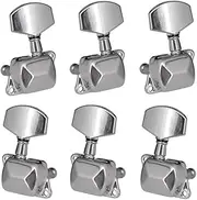 6pcs Gear io 1:15 Semi-Closed Electric Acoustic Guitar Tuning Pegs Tuner Heads Tuning Keys 3L3R Guitar Replacement Parts Silver