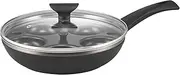 Raco Bravo Non-Stick Egg Poacher with Glass Lid, 24 cm, Suitable for All Cooktops Including Induction, 5 Cup, Dishwasher Safe Cookware, Black