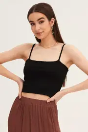 Black Cotton Singlet Stretch - Size L, Women's Bandeau