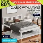 ALFORDSON Bed Frame Wooden King Size Solid Pine Timber Base White CAMBRIE