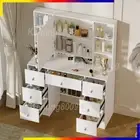 Dressing Table 10 LED Bulbs Large Makeup Mirror Vanity Desk & 7 Drawers White