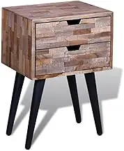 Nightstand with 2 Drawers Reclaimed Teak Wood Bedroom Storage