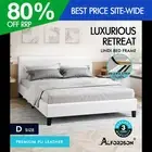 ALFORDSON Bed Frame Double Size Mattress Base Wooden Platform Leather White