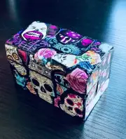 Mini Skull Pop Art Collage Box Skeleton Custom OOAK Rose Heart