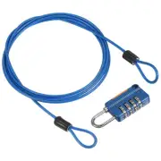 4 Digit Combination Lock 5Ft Security Cable Padlock Steel Lock Chain Blue