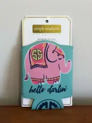 New Simply Southern Elephant Beverage Holder Koozie With Card Holder Pocket
