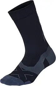 [2XU] Unisex Vect Crew Socks - Moisture-Wicking, Breathable, and Supportive Athletic Socks - Black/Titanium - Size Small