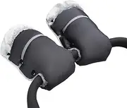 AUPOWER Handmuffs, Stroller Pram Hand Muff Waterproof and Windproof Anti-Freeze Fleece Lined Gloves Universal Hand Warmer for Buggy Pushchair Trailer Bicycle. Black