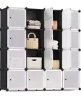 SONGMICS 16-Cube DIY Storage Organiser Unit, Plastic Closet Cabinet, Wardrobe