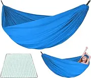Portable Hammock | Travel Hammock for Double Single Person | Picnic Blanket Attached Quick-Setup Equipment, Pure Color Design for Family Friends Activities