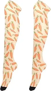 [FRODOTGV] Chic Carrots Women's Knee-High Silk Stockings Stretchable Extra Long Tigh High Socks for Ladies Knee High Leg Warmer, Chic Carrots