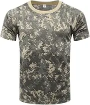 [Bewellan] Camo Shirt Short Sleeve Quick Dry t-Shirt Men's Camouflage Military t Shirt Outdoor Hunting Hiking Shirts