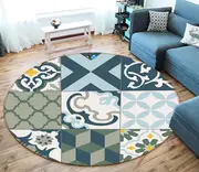 3D Green Flower Pattern 292 Round Game Non Slip Rug Mat Photo Carpet