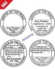 NSW JP STAMP JUSTICE OF THE PEACE Custom Self Inking Stamp ROUND 43mm JP00-JP09