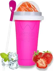 Color Land DIY Smoothie Pinch Cup - TIK TOK Frozen Magic Squeeze Cooling Maker Mug - Milkshake Tools Portable Smoothie Mug - Pink