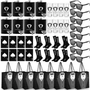 48 Pcs Groomsmen Gifts Set Groomsmen Proposal Bags with 8 Tuxedo Flask 8 Shot...