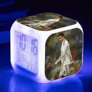 Sztxj Football World Cup - Ronaldo Digital Alarm ClockC, Colorful Lights Alarm Clock Square Clock Available Suitable USB Charging, Best Gift for Bo...