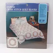 Stamped Cross Stitch Quilt Blocks FLOWER WREATH Designs For The Needle 1987