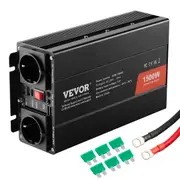 Modified Sine Wave Inverter, 1500W, DC 12V to AC 230V Power Inverter with 2 AC Outlets 2 USB Port 1 Type-C Port 6 Spare Fuses, for Small Home Devices like Smartphone Laptop, CE FCC