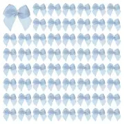60 Pcs Mini Ribbon Bows, Flower Pearl Sewing Appliques Decoration(Blue)
