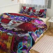 Bed Sheets g400 Pennywise Print Bedding Set Pattern Duvet Cove Set 3 Pieces 1 Quilt Cover And 2 Pillowcases for Women Men Teens tq400 Bed Sheets