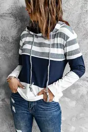 Blue and White striped Jumper with hoodie