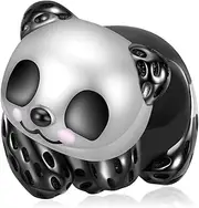[Teleye] Panda Charm 925 Sterling Silver Charm Fits For Pandora Bracelet Necklace,PC1366, Cubic Zirconia, Created Cubic Zirconia