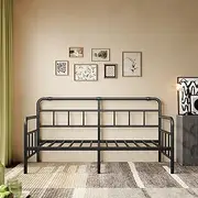 [Sementa] Daybed-Frame, Twin-Daybed with Classic-Headboard - Heavy Duty Steel Slats,Metal Sofa Bed Frame for Living Room Bedroom Guest Room, Easy Assembly(Black)