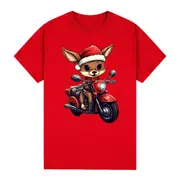 100% Cotton Christmas Unisex T-shirt Adult Tee Mens Top Santa Xmas Party Custume - Holiday Ride (Red)