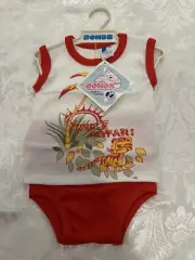 Vintage Bonds Baby Wear Size 0 Red Jungle Safari 2-Piece Summer Set 1990's NEW