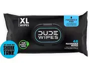 DUDE Wipes Flushable Wipes - 1 Pack, 48 Wipes - Unscented Extra-Large Wet Wipes
