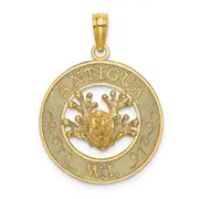 14k Yellow Gold ANTIGUA W.I. Circle w/ Frog Charm