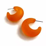 Orange Chunky Snail Shell Hoop Earrings