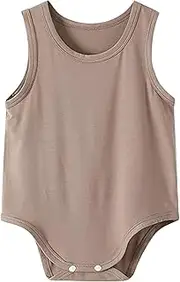 [Generic] Baby Vest Triangle Bag Fart Clothing Summer Ultra Thin Belly Underwear Baby Children One Sleeping Clothes Solid Color Multi Color Multi Bodysuit Long Sleeve Girls (Brown, 0-3 Months)