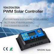 PWM Solar Controller 12V/24V Auto 10A LCD Battery PV Cell Panel Charger