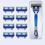 5 Men Razor Blades Shaving Cassettes Facial Care Men Shaving Blades Compatible 8 Blade Refills, Shave Kit