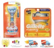 9 Gillette Fusion Power Razor Blades 8 Refill Cartridges Shaver Handle Authentic