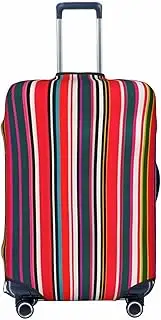 [CADREWY] Colorful Stripes Print Travel Suitcase Cover Luggage Protector with Elastic Anti Scratch for Carry On, Black, Small