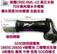 在飛比找Yahoo!奇摩拍賣優惠-TD6 CREE XML 二代U2 LED 四段調光 潛水手