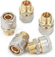 LTWFITTING 1/2 Inch Male Compression Straight Coupling for 20 mm Multilayer Pipe (Pack of 5)