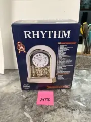 NEW Rhythm Crystal Dulcet II Pearl Musical Motion Mantel Shelf Clock Swarovski