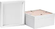 Nicola Spring 5X White 10 x 10 inch 3D Box Photo Frames - Standing Hanging Craft Shadow Memory Picture Display Case for Flowers Crafts Art Medal